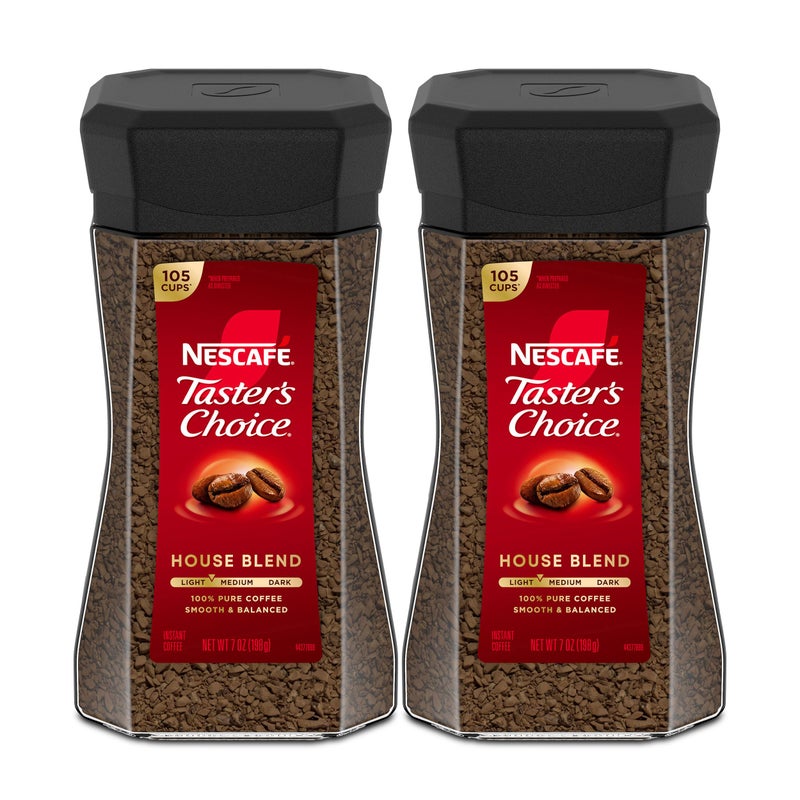 NESCAFÉ Taster's Choice Instant Coffee, Light Medium Roast, House Blend, 2 Jars (7 Oz Each) - Image 1
